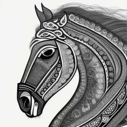 2708453491-mandala horse, uncolorized, black and white, thin lines.webp